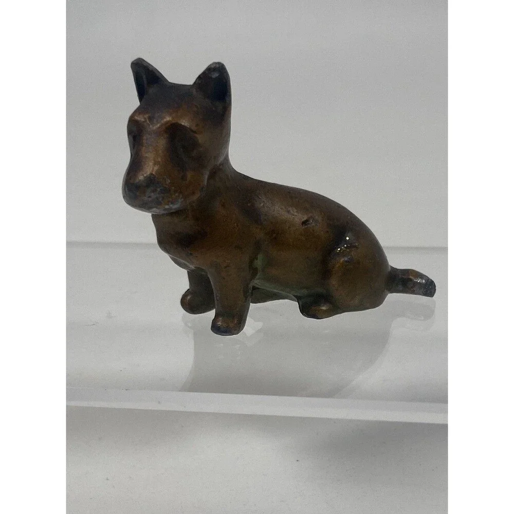 Vtg Cast Metal Scottie Dog Figurine 2” Mid Century Bronze Finish MCM Decor